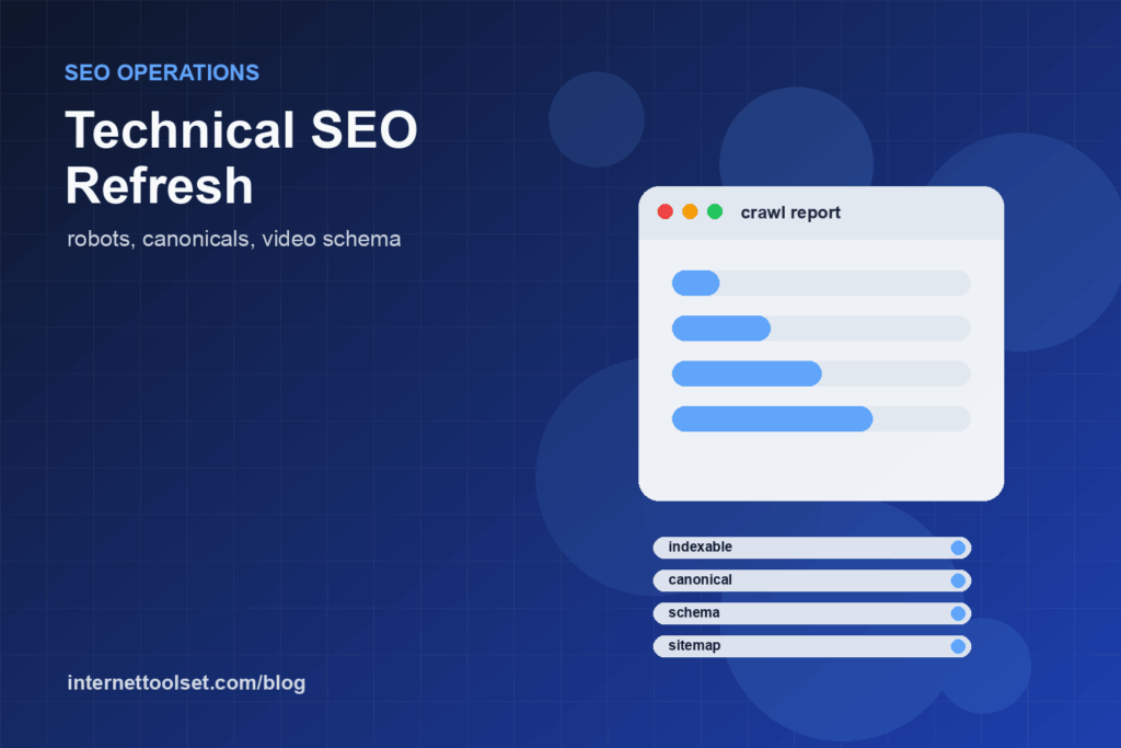 technical seo refresh checklist robots canonicals video schema