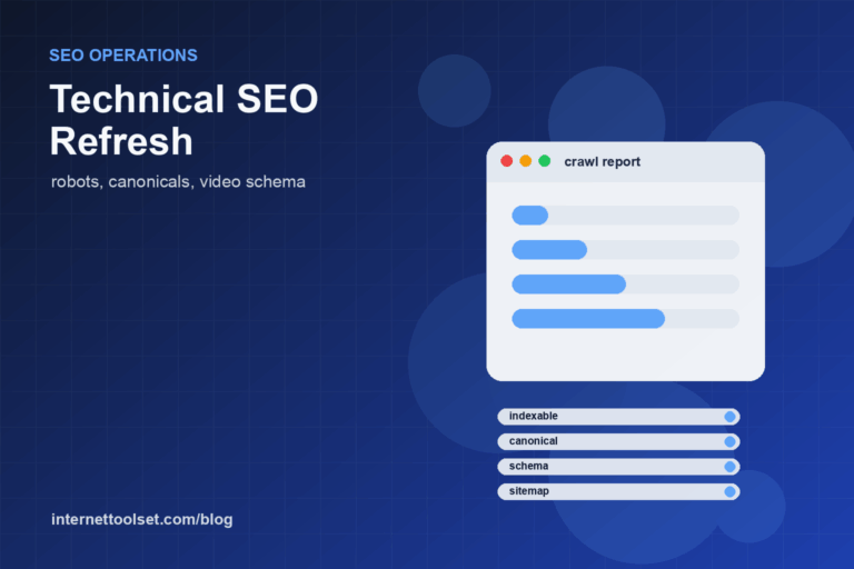 technical seo refresh checklist robots canonicals video schema